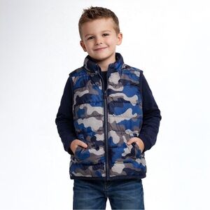Gymboree Blue Camo Puffer Vest-NWOT-5/6 size‎